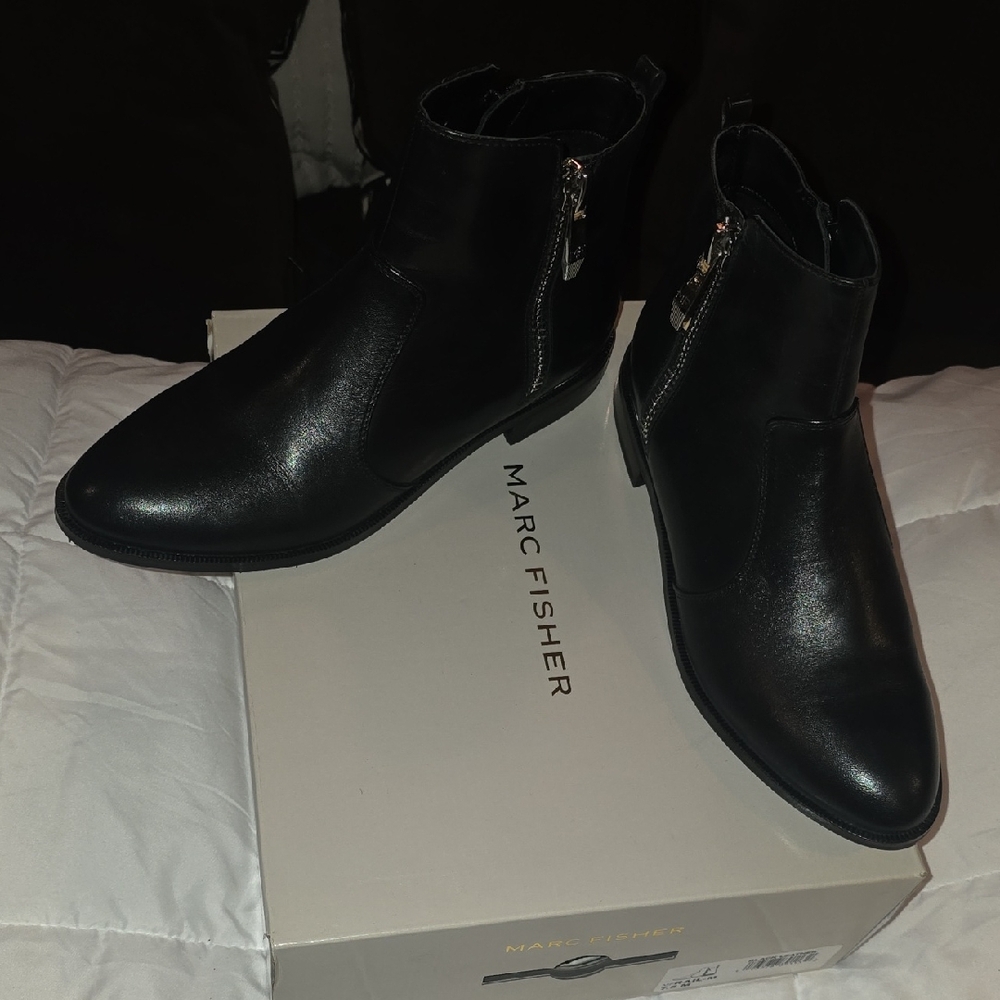 Marc Fisher Sleek Black Leather Boots